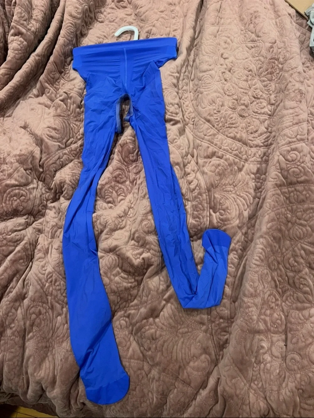 Bright Royal Blue crotchless Sheer Tights